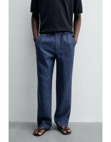 자라 100% 린넨 레귤러핏 린넨 팬츠 3692/310/401 NAVY BLUE