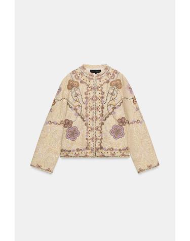 자라 자수 아플리케 라운드넥 자켓 6895/247/330 MULTICOLOURED