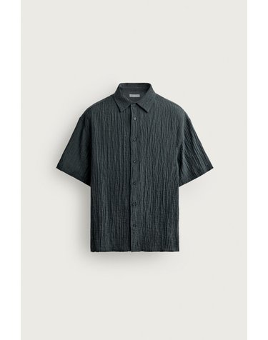 자라 릴렉스핏 텍스처 반팔 셔츠 2548/320/400 BLUE
