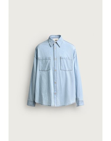자라 릴렉스핏 워시드 데님 긴팔 셔츠 3991/323/406 LIGHT BLUE