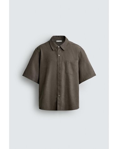 자라 릴렉스핏 라이오셀 반팔 셔츠 3715/222/472 MINK BROWN
