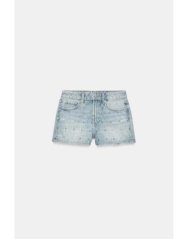 자라 미드라이즈 글리터 데님 반바지 4730/201/406 LIGHT BLUE