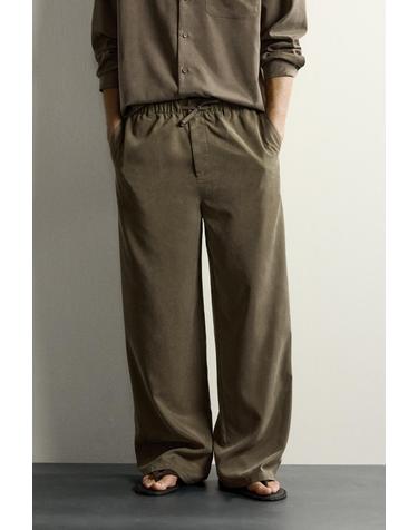 자라 릴렉스핏 라이오셀 팬츠 1437/338/700 BROWN