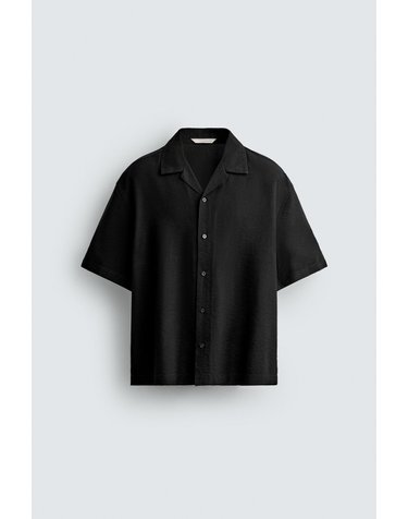 자라 레귤러핏 캠프 칼라 반팔 셔츠 7545/465/800 BLACK