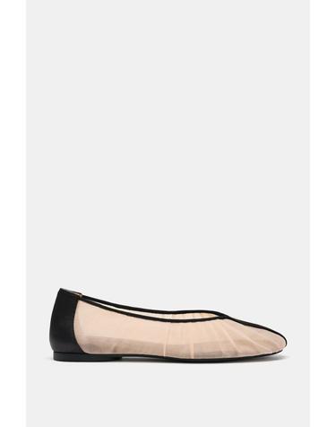 자라 메쉬 라운드토 발레리나 플랫 1597/710/131 TAUPE GREY