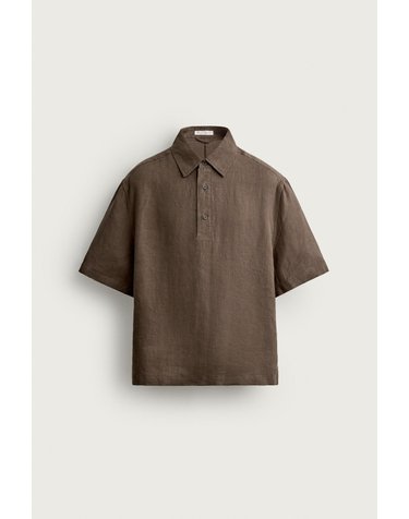 자라 박시핏 린넨 반팔 폴로셔츠 2634/324/737 BROWN / TAUPE