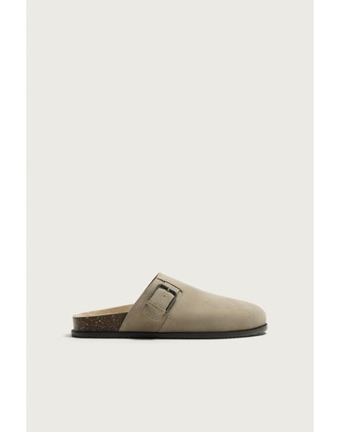 자라 버클 레더 스웨이드 클로그 슬리퍼 2728/720/131 TAUPE GREY