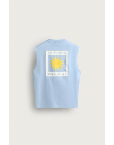 자라 그래픽 라운드넥 민소매 티셔츠 6224/986/403 SKY BLUE