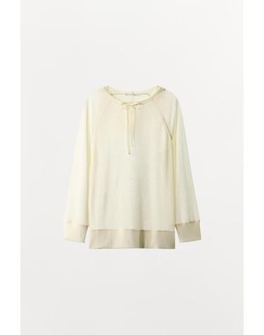 자라 세미시스루 후드 스웨트셔츠 5039/457/306 LIGHT YELLOW