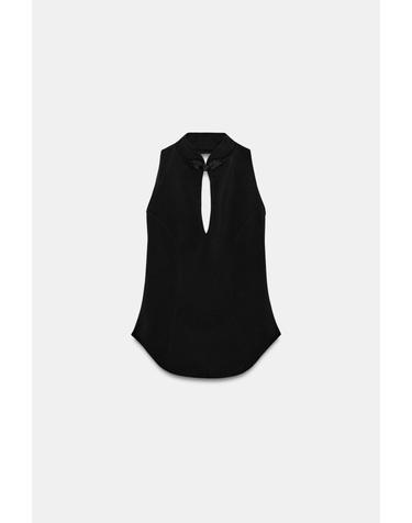 자라 홀터넥 브이넥 민소매 탑 5584/635/800 BLACK