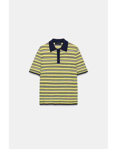 자라 스트라이프 니트 반팔 폴로 셔츠 9874/006/330 MULTICOLOURED
