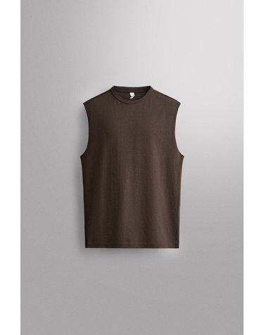 자라 헤비웨이트 릴렉스핏 민소매 티셔츠 8054/327/700 BROWN