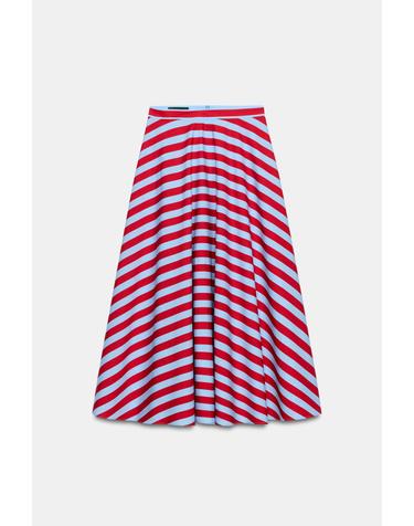 자라 스트라이프 A라인 롱 스커트 8002/320/944 RED STRIPE