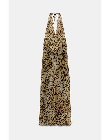 자라 애니멀 프린트 홀터넥 롱 원피스 7841/399/051 LEOPARD