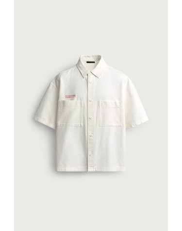 자라 릴렉스핏 자수 프린트 포켓 반팔 셔츠 6987/304/250 WHITE