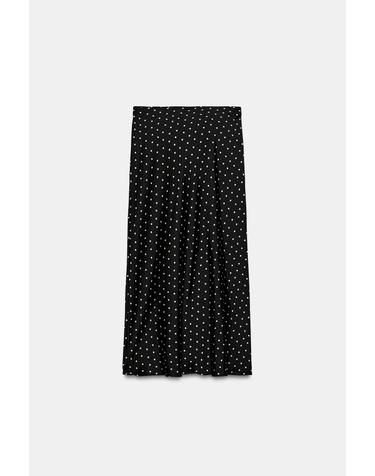 자라 도트 패턴 새틴 미디 스커트 8338/537/084 BLACK / WHITE