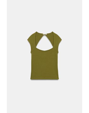 자라 컷아웃 백 스퀘어넥 민소매 탑 4424/800/515 OLIVE GREEN
