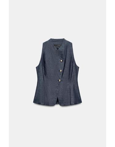 자라 린넨 블렌드 민소매 베스트 7917/785/405 INDIGO