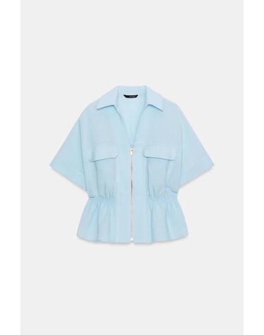 자라 집업 사파리 반팔 셔츠 7053/741/403 SKY BLUE