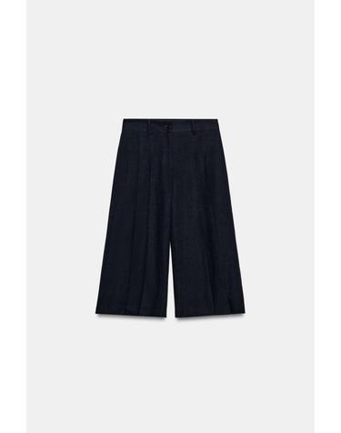 자라 린넨 혼방 롱 버뮤다 팬츠 7764/392/401 NAVY BLUE
