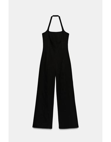 자라 홀터넥 오픈백 와이드 점프수트 2247/459/800 BLACK
