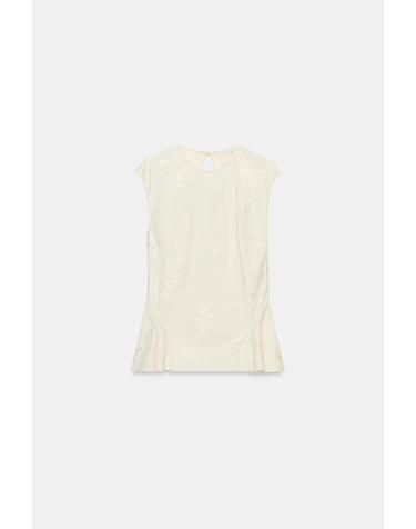 자라 자카드 페플럼 라운드넥 민소매 셔츠 3920/593/075 ECRU / BEIGE