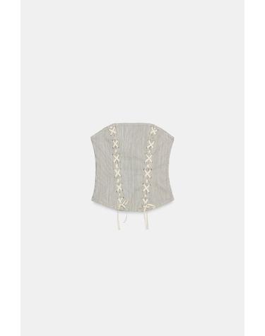 자라 스트라이프 레이스업 코르셋 탑 6929/160/105 STRIPES