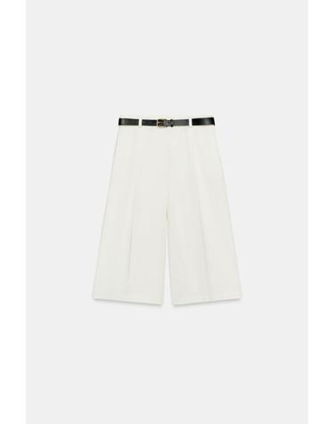 자라 하이라이즈 벨트 롱 버뮤다 팬츠 7924/377/250 WHITE