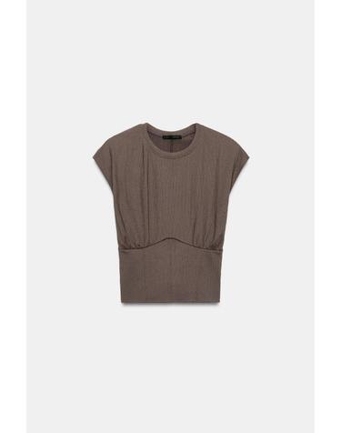 자라 텍스처 코르셋 디테일 탑 5039/818/706 MINK