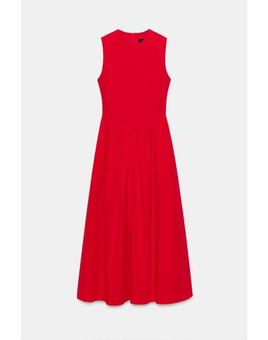 자라 콤비 패브릭 민소매 롱 원피스 8372/250/600 RED