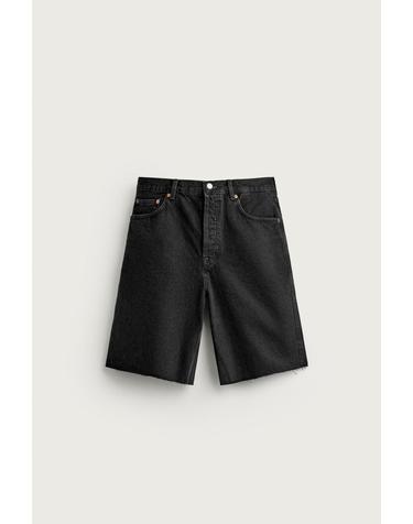 자라 스트레이트 워시드 데님 반바지 1300/313/800 BLACK