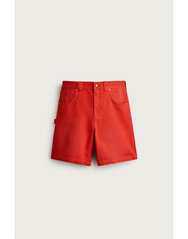 자라 릴렉스핏 코튼 버뮤다 반바지 0840/302/061 WHITE / RED