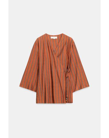 자라 스트라이프 랩 타이 자켓 7820/136/614 BURNT ORANGE