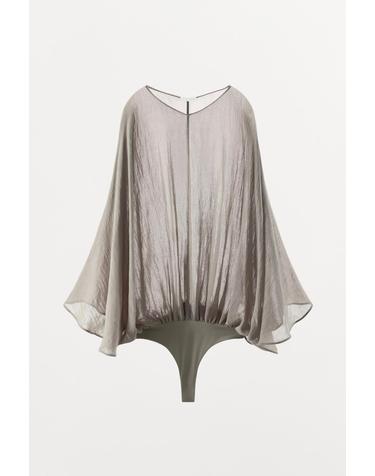 자라 세미시스루 케이프 소매 바디수트 5039/451/809 MID-GREY