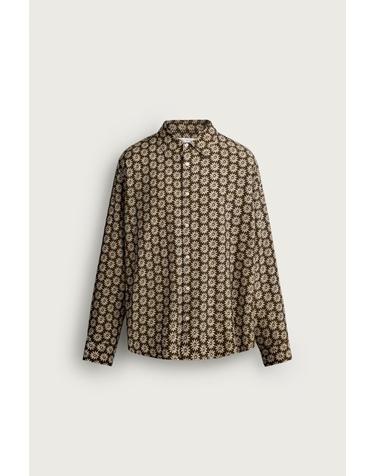 자라 플로럴 프린트 릴렉스핏 긴팔 셔츠 2890/301/716 DARK BROWN