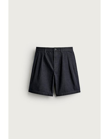 자라 플리츠 릴렉스핏 데님 치노 반바지 5585/327/405 INDIGO