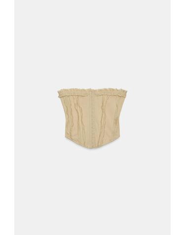 자라 러플 오프숄더 코르셋 탑 4770/802/711 SAND