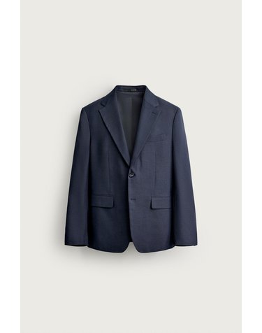 자라 레귤러핏 체크 울 혼방 수트 블레이저 0706/408/422 DARK NAVY