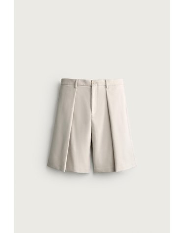 자라 플리츠 와이드 버뮤다 반바지 0706/158/052 LIGHT BEIGE