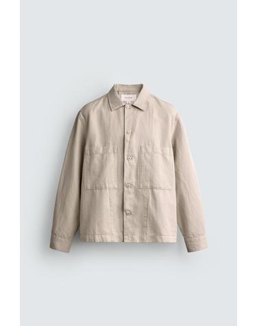 자라 레귤러핏 린넨 혼방 포켓 오버셔츠 6345/300/721 LIGHT BEIGE