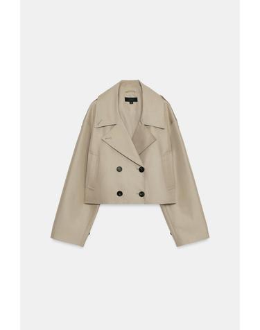 자라 크롭 더블브레스트 트렌치 자켓 3046/270/704 CAMEL
