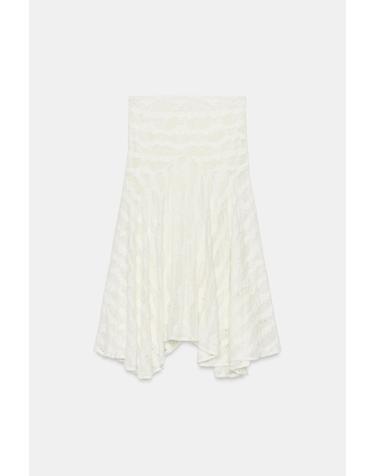 자라 비대칭 컷아웃 미디 스커트 0387/056/251 OYSTER-WHITE