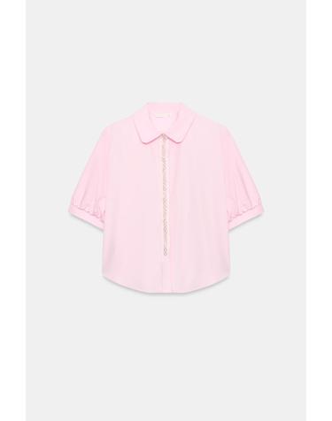 자라 포플린 페이크 펄 장식 반팔 셔츠 3564/162/620 PINK
