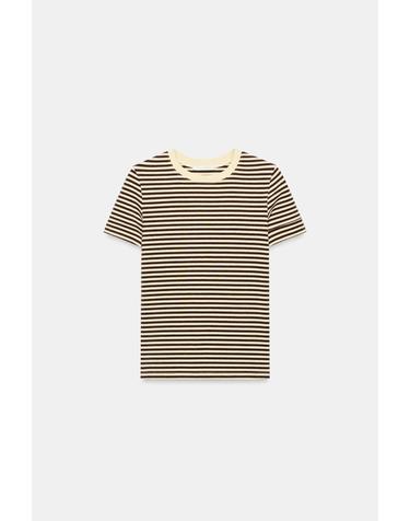 자라 스트라이프 미니멀 반팔 티셔츠 2335/637/178 BROWN STRIPES