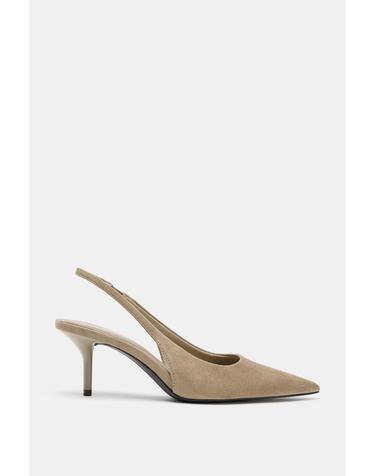 자라 포인티 슬링백 힐 슈즈 2216/810/131 TAUPE GREY