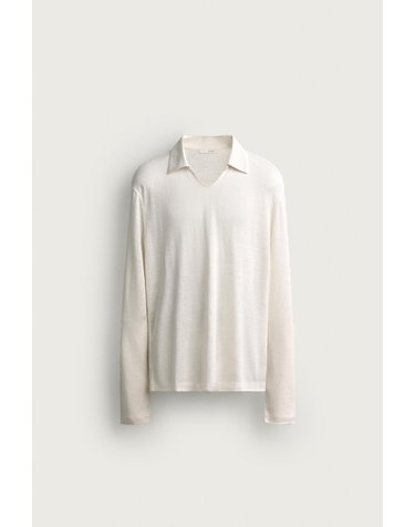 자라 헴프 비스코스 긴팔 폴로셔츠 4853/304/251 OYSTER-WHITE