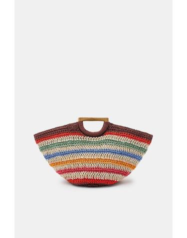 자라 주트 스트라이프 바스켓 토트백 4751/203/330 MULTICOLOURED