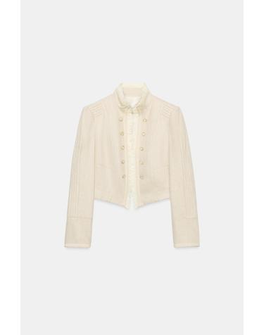 자라 크롭 러플 오픈 블레이저 7780/733/052 LIGHT BEIGE