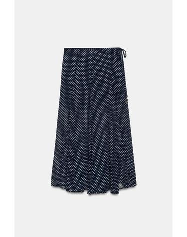 자라 도트 타이 플레어 미디 스커트 5029/139/043 NAVY / WHITE