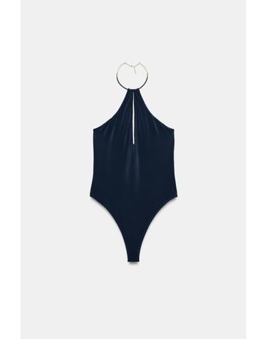 자라 메탈 초커 홀터넥 바디수트 1131/806/422 DARK NAVY